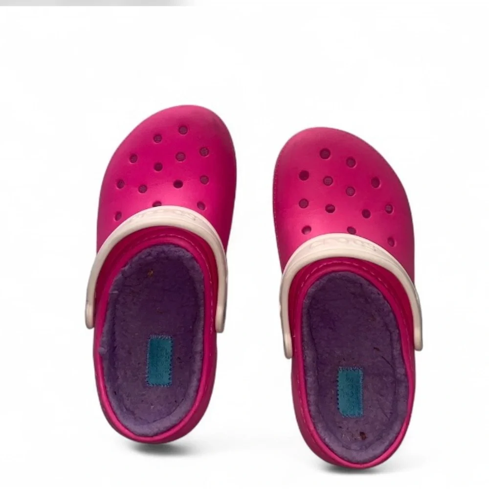 💕 CROCS classic lined clog slip on girl size 2 junior pink sandals
